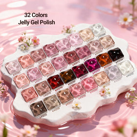 JODSONE color array of 32 jelly gel bottles arranged to show shade variety