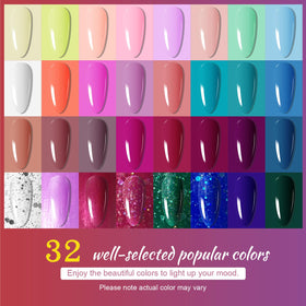 JODSONE spread of 32 gel polish colors highlighting color variety