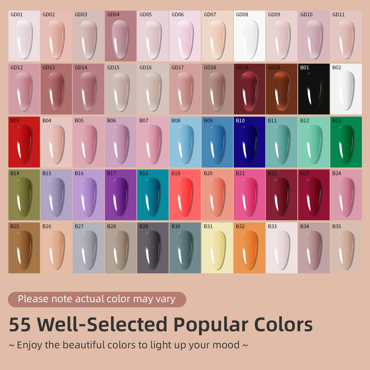 JODSONE colorful gel polish range displayed for creative options