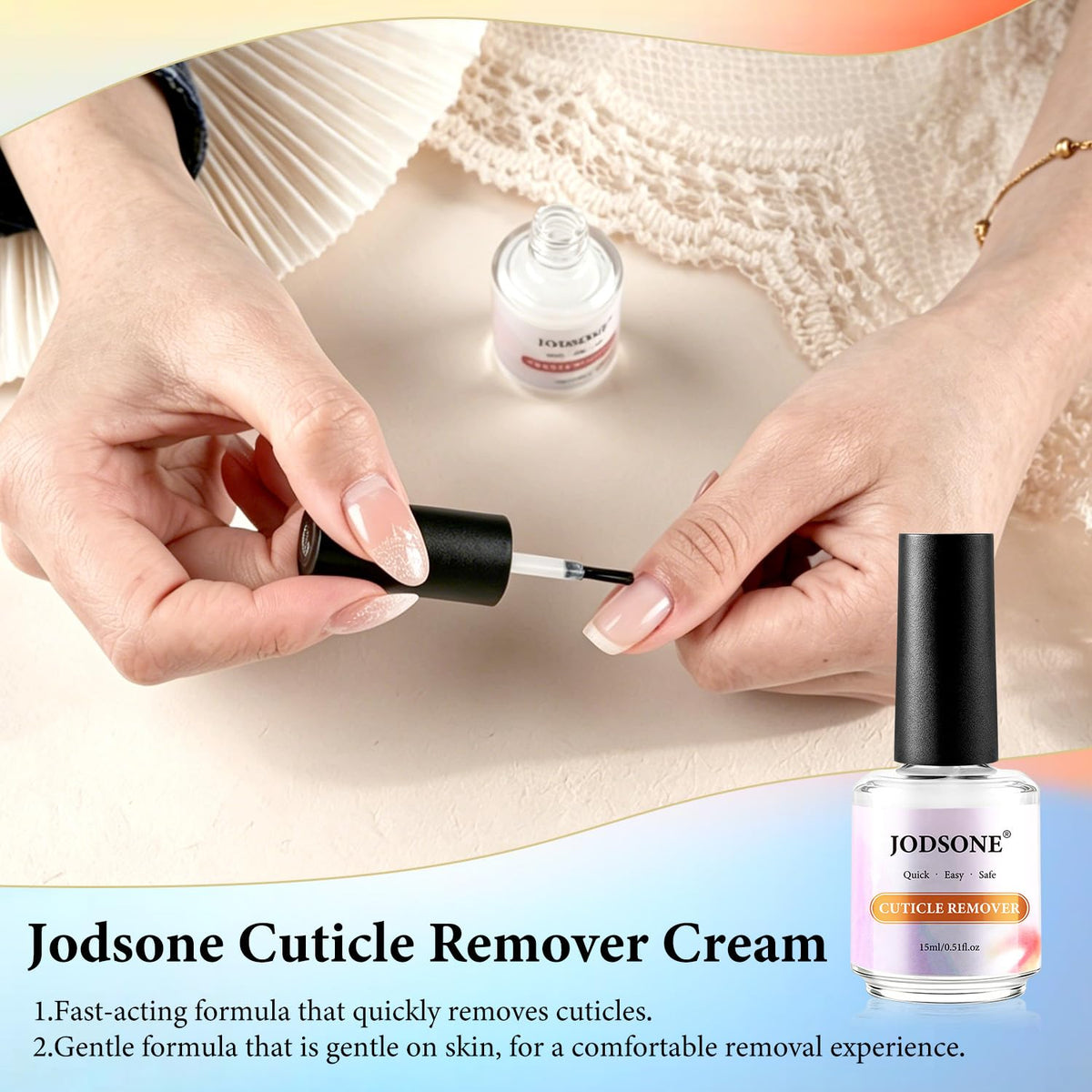 JODSONE cuticle trimmer with steel pusher set for controlled trimming and clean edges