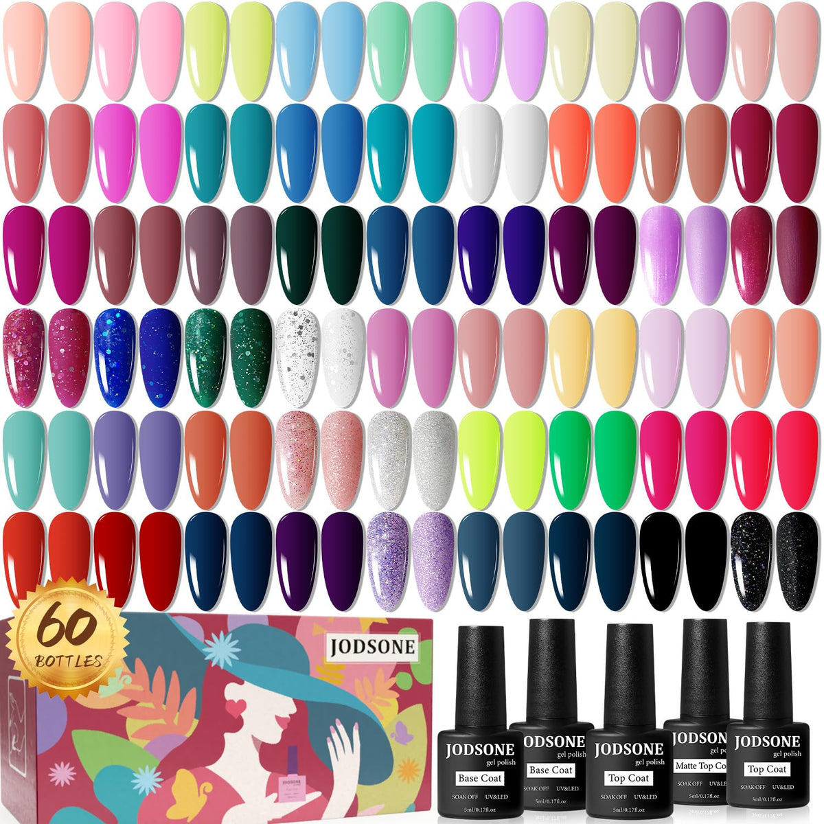 JODSONE front packaging showing complete 60-piece kit and variety of colors