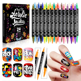 JODSONE front packaging showing 24 vibrant nail art pens and case benefit easy selection