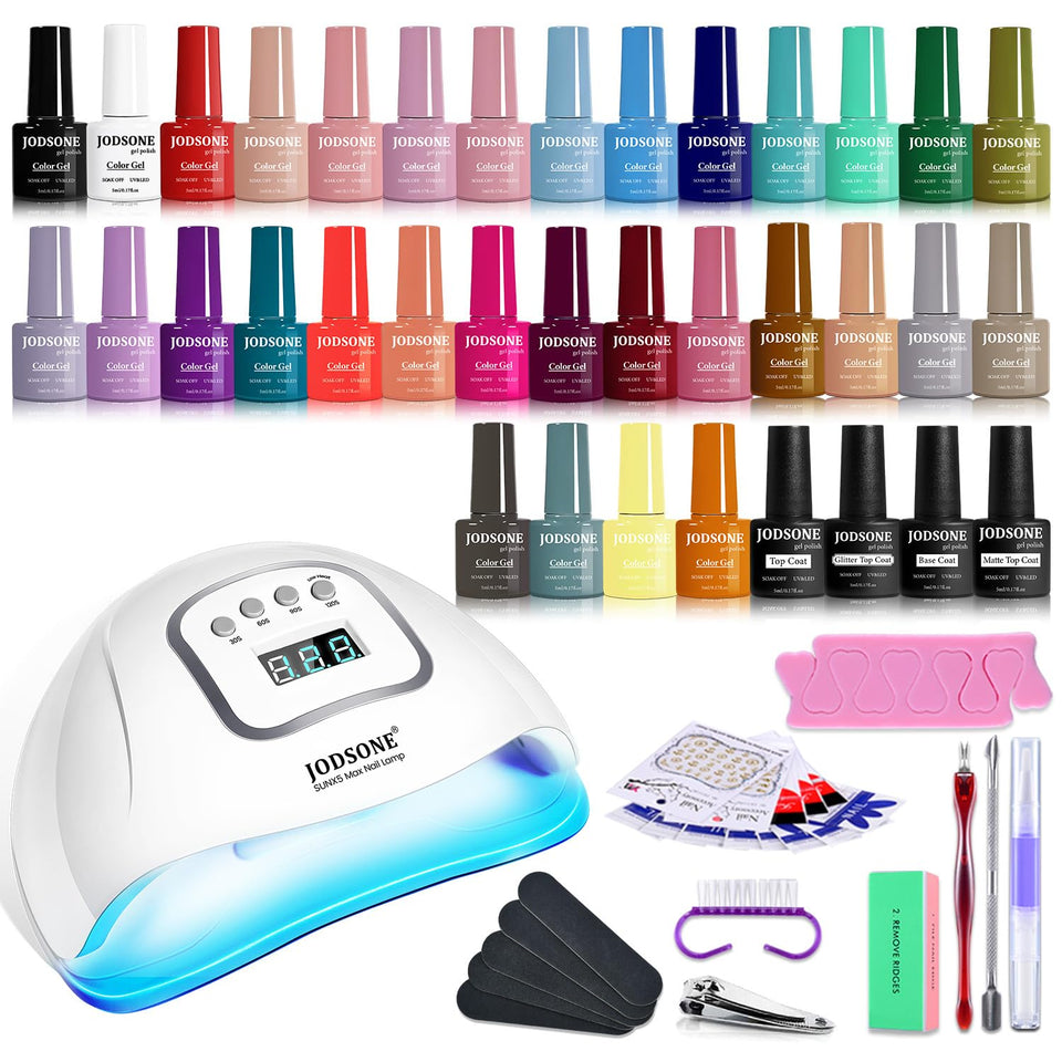JODSONE front packaging showing full 36-color gel kit benefits