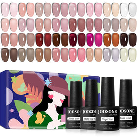 JODSONE front packaging showing 32 jelly gel bottles and four top coats, organized for quick selection