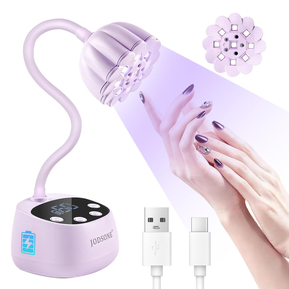 JODSONE front view lavender lamp showing compact design and fast curing benefit