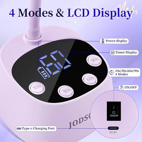 JODSONE curing nails with hand under lamp showing convenient auto-sensor benefit
