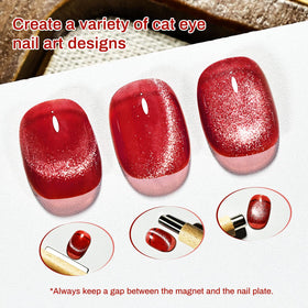 JODSONE gel polish on nails creating a cat eye effect for statement manicures