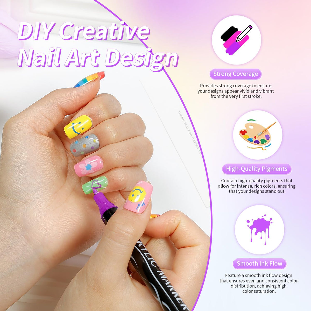 JODSONE in-use painting a floral nail design demonstrating steady application benefit neat results