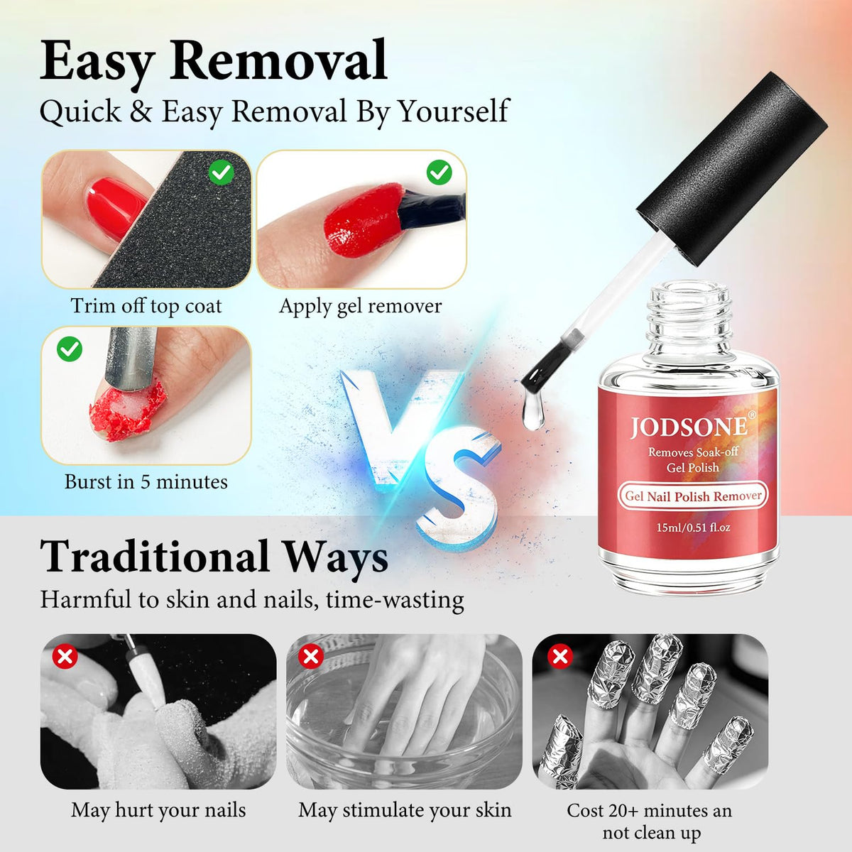 JODSONE latex tape being applied to a nail to protect skin and seal remover for efficiency
