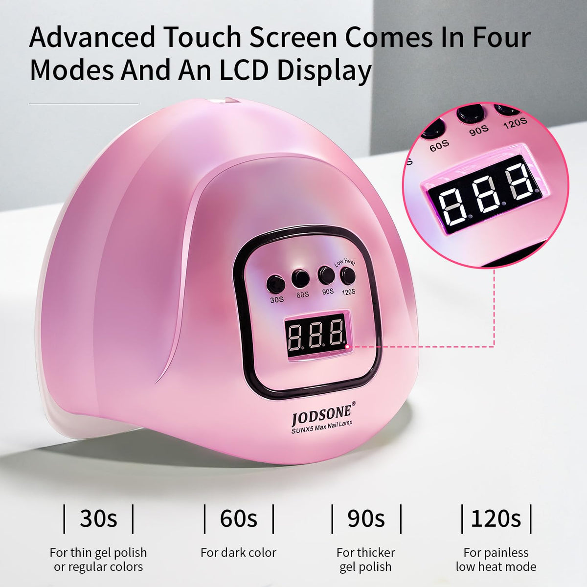 JODSONE LCD display and touch buttons offering clear countdown benefit: easy operation