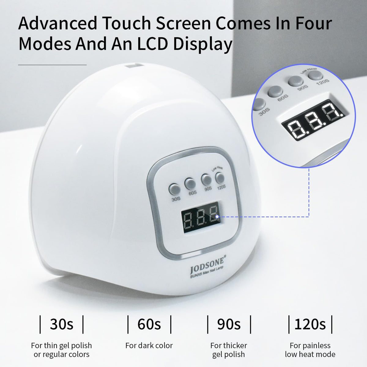 JODSONE LCD display and timer buttons for precise cure control