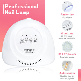 JODSONE LED lamp top view with 30 LEDs curing evenly for faster gels