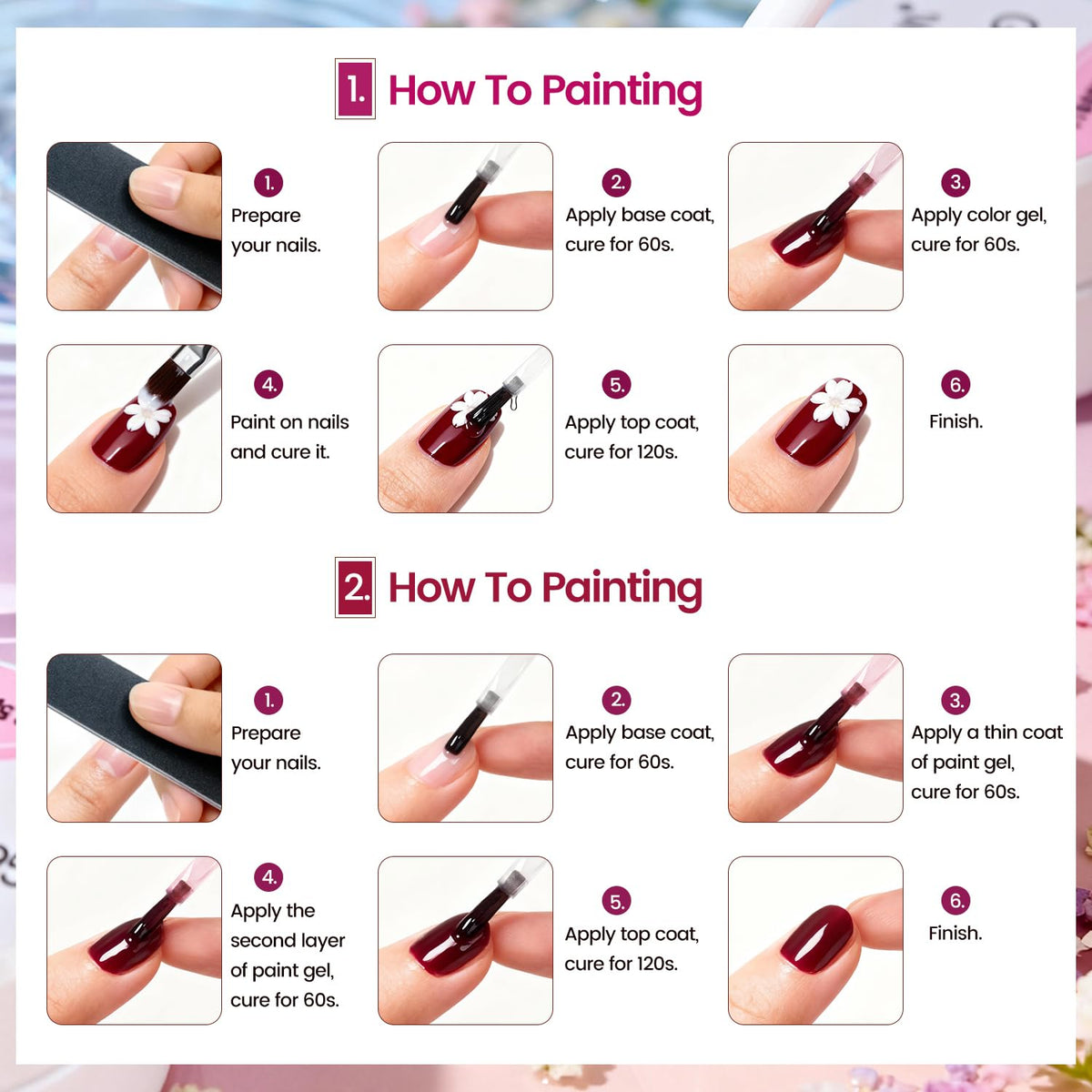 JODSONE hand being painted with gels showing detailed nail-art capability