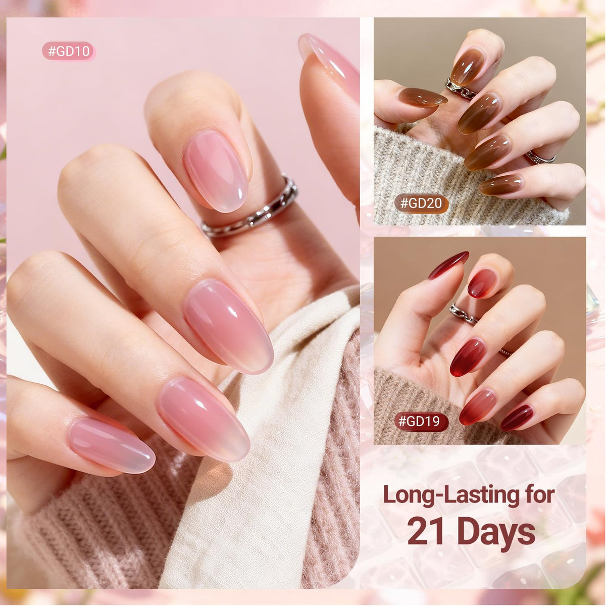 JODSONE applied on nails in lifestyle shot showing salon-quality result
