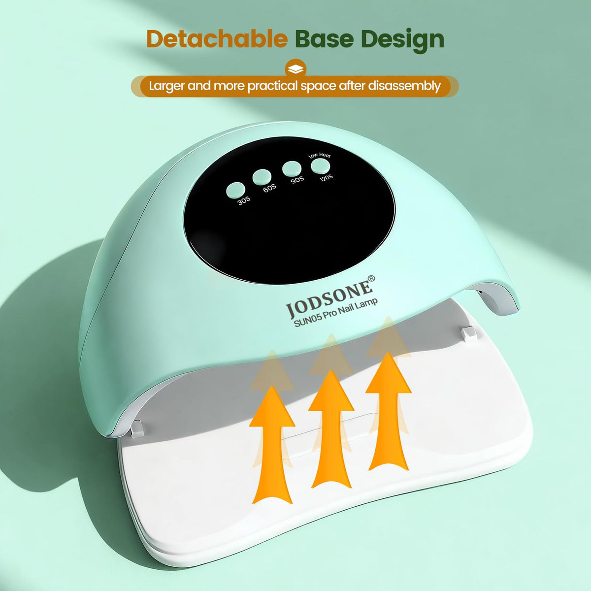 JODSONE removable base detail enabling easy cleanup and hygiene benefit