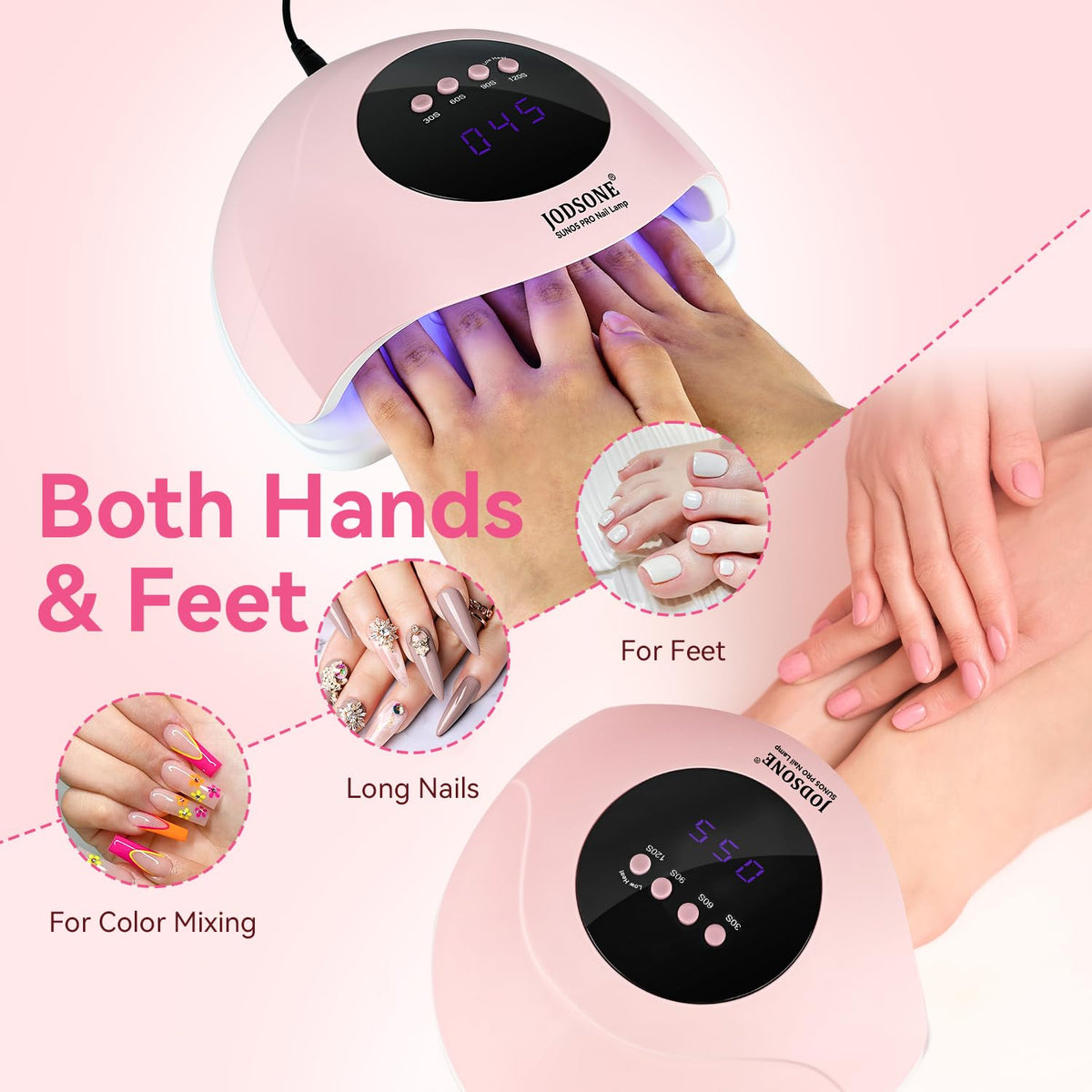 JODSONE next to a hand for scale to show roomy fit benefit