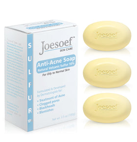 JOESOEF front packaging showing three 3.5-ounce sulfur bars with clear brand