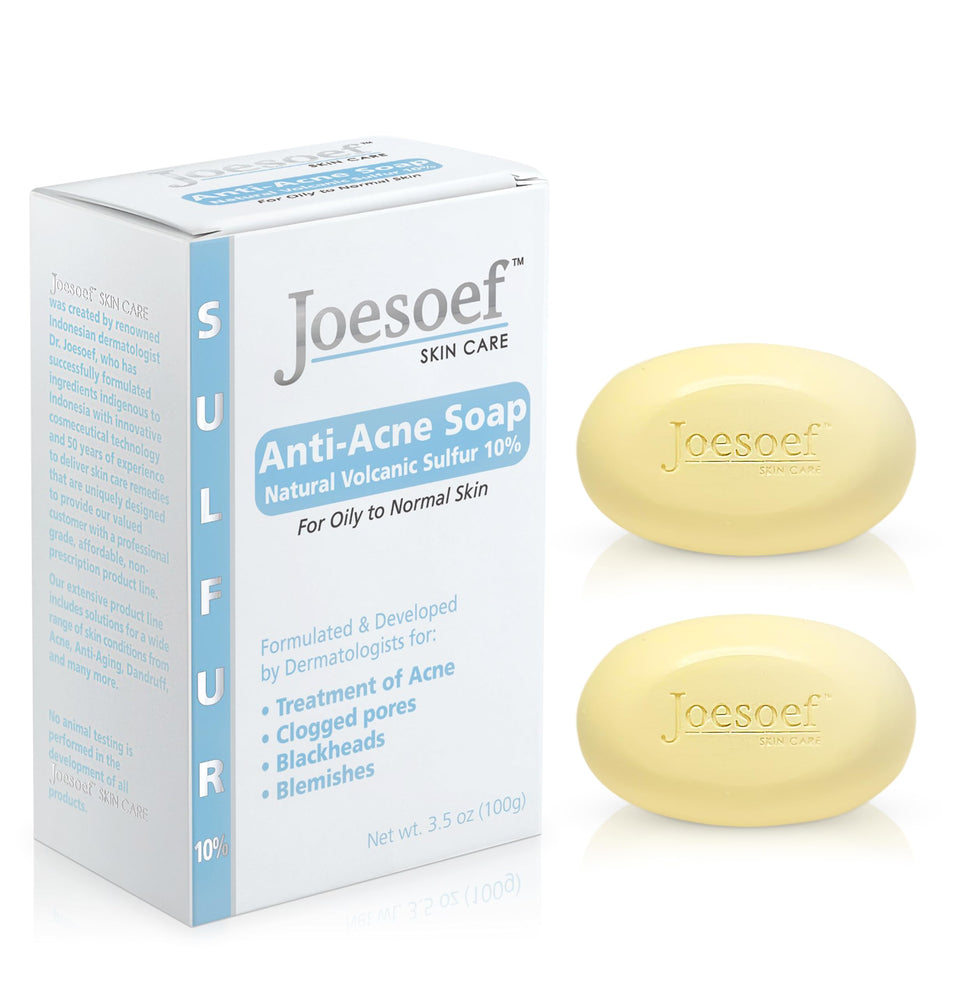 JOESOEF SKIN CARE front packaging showing medicated sulfur soap benefits