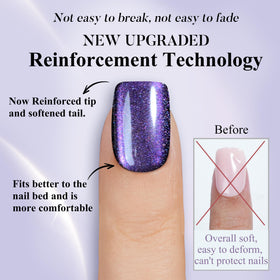 Jofay Fashion nails being pressed on hand showing easy application and instant polish