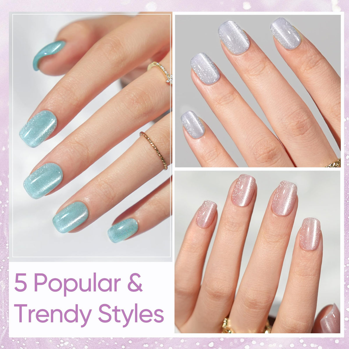 Jofay Fashion assembled nails on a hand model demonstrating natural short square look benefit convenience