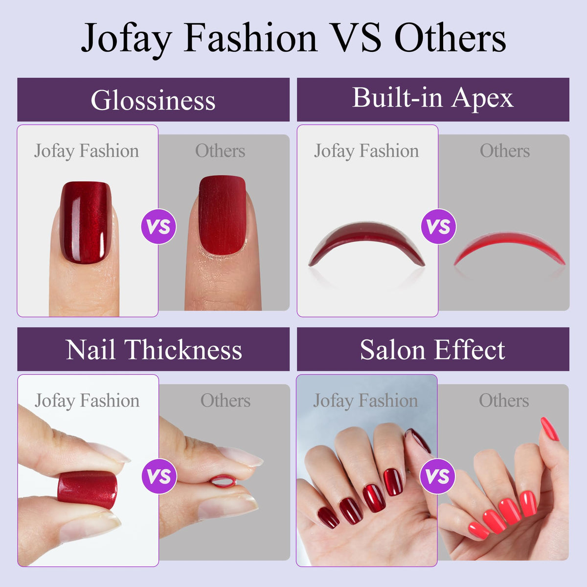 Jofay Fashion tapered cuticle edge detail demonstrating natural fit and comfort