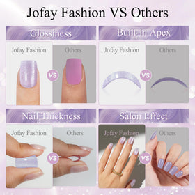 Jofay Fashion side view revealing nail thickness and tapered cuticle design benefit comfortable wear