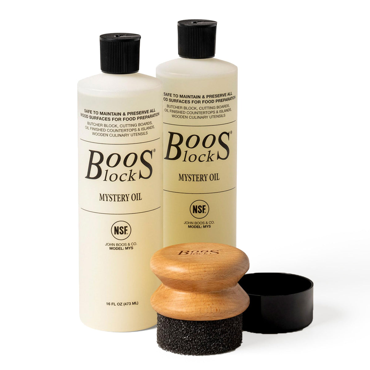 John Boos front packaging showing the care set and two bottles for easy identification and trust