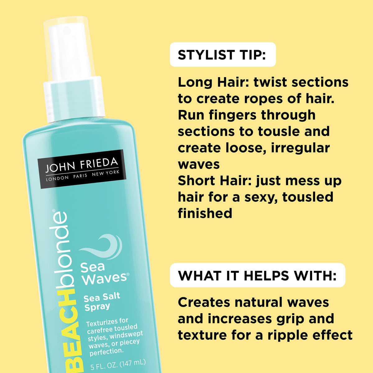 John Frieda back label close-up showing ingredients and usage benefits