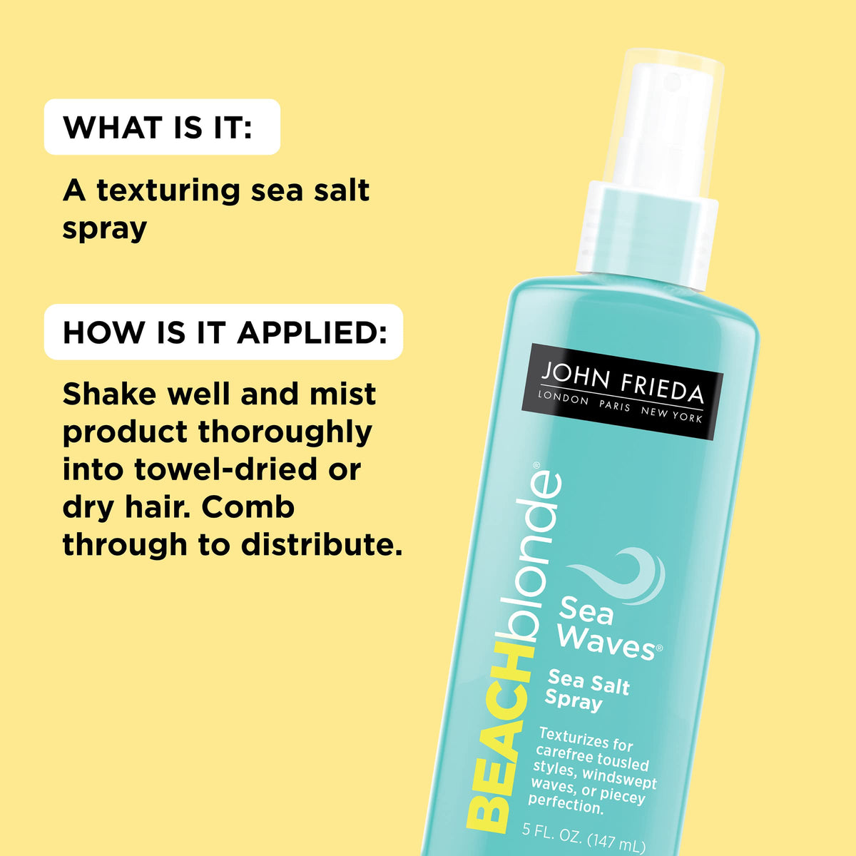 John Frieda fine spray mist dispersing evenly for lightweight texture