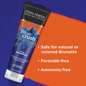 John Frieda shampoo texture with blue pigments for brass reduction