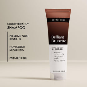 John Frieda shampoo texture swatch displaying creamy lather and moisture boost