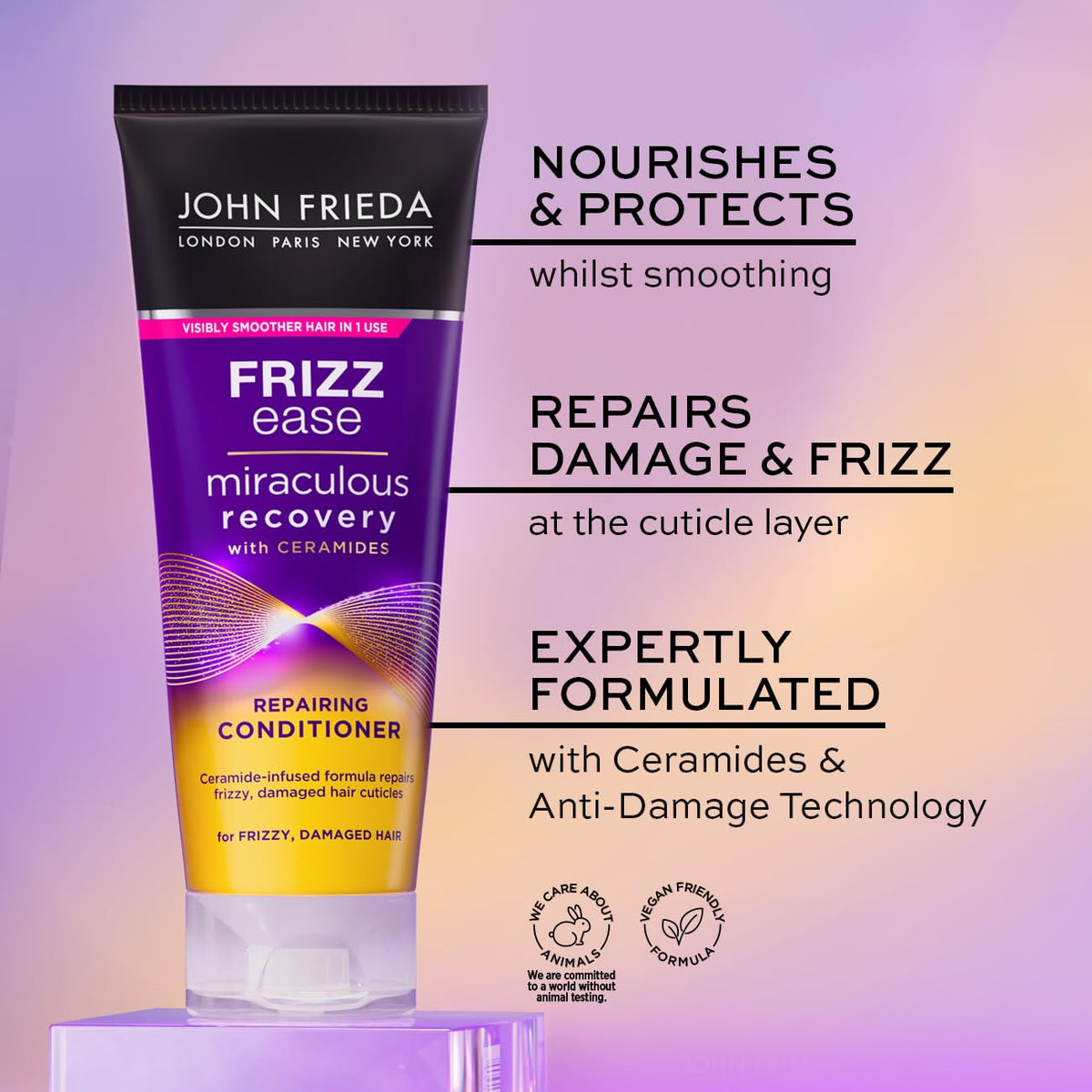 John Frieda conditioner cream texture close-up for smoothness