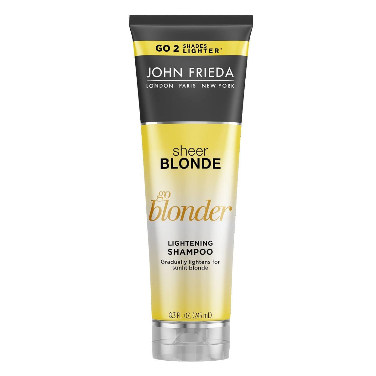 John Frieda front packaging showing two bottles and benefits
