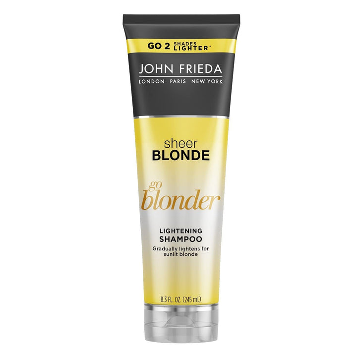 John Frieda front packaging showing two bottles and benefits