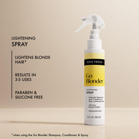 John Frieda being used with a flat iron to activate gentle lightening