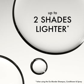 John Frieda spray next to Go Blonder shampoo and conditioner for best results