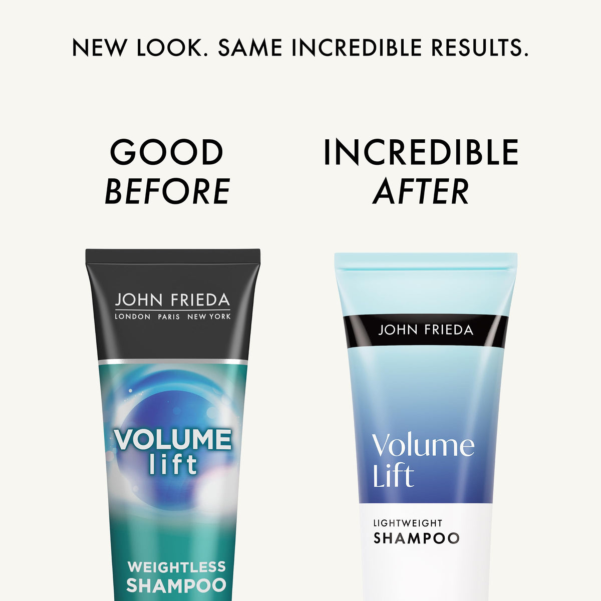 John Frieda pump and cap detail for easy dispensing benefit