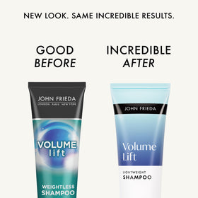 John Frieda pump and cap detail for easy dispensing benefit