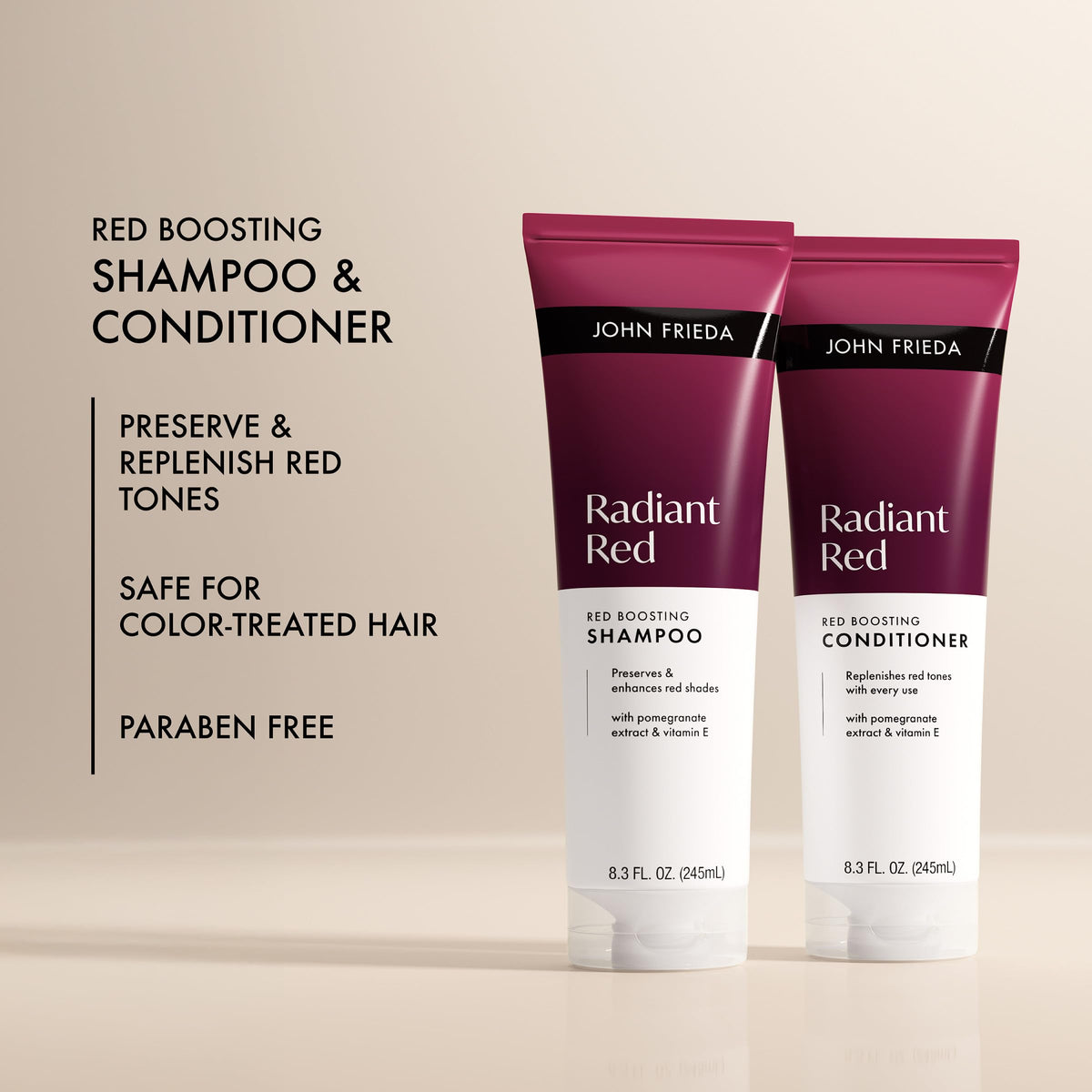 John Frieda shampoo lather on hair demonstrating gentle foam and clean hair benefit