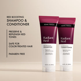 John Frieda shampoo lather on hair demonstrating gentle foam and clean hair benefit