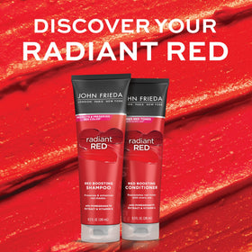 John Frieda Radiant Red paired with matching conditioner suggesting complete routine