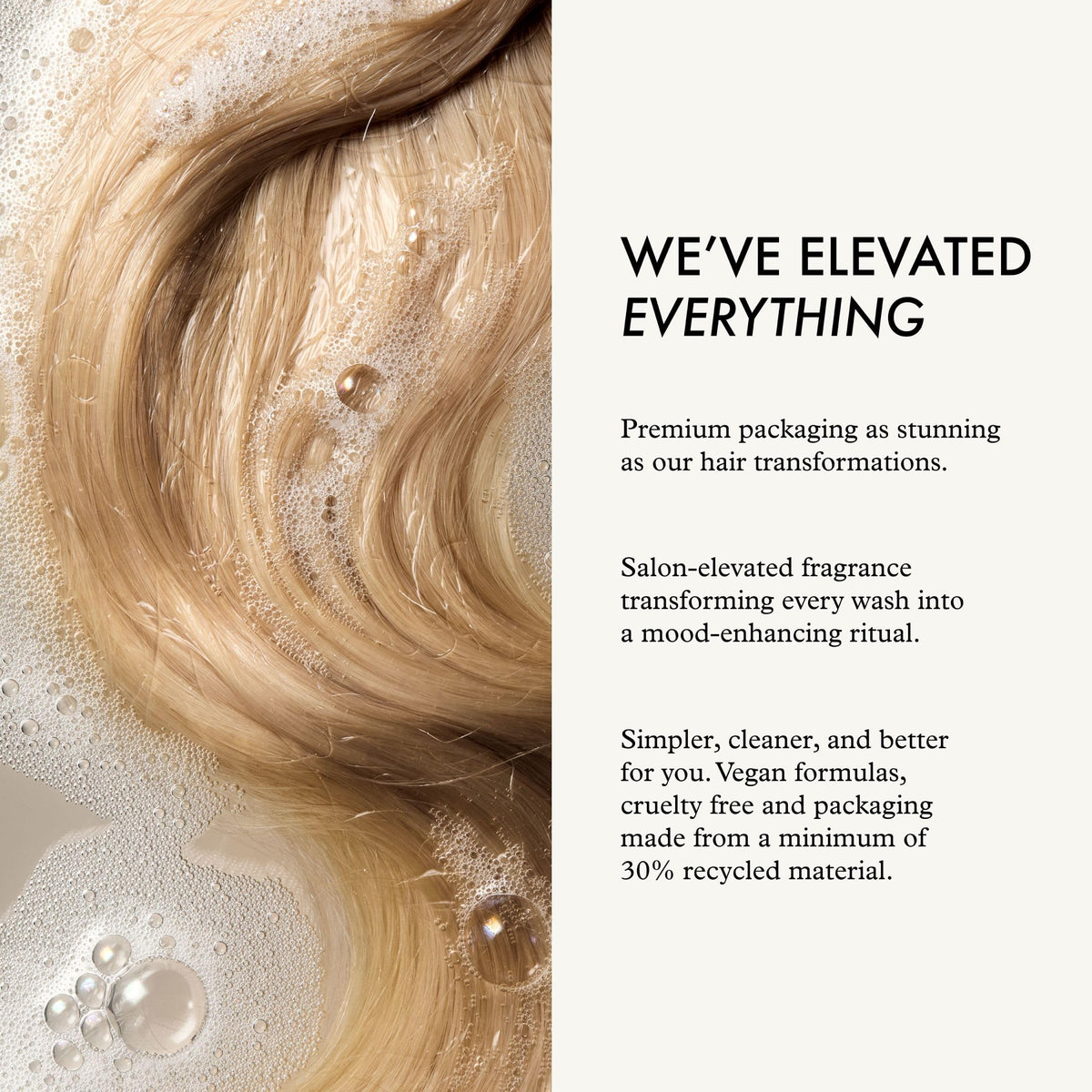 John Frieda shampoo foam texture close-up, gentle lather benefit