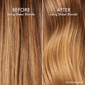 John Frieda conditioner being applied to mid-lengths for even coverage