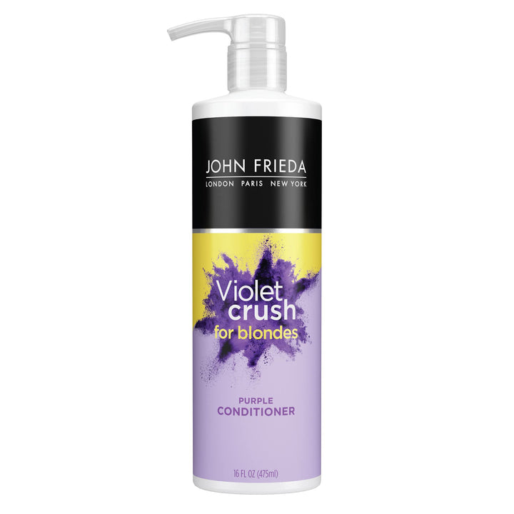 John Frieda front packaging showing bottle and label, clear product benefit