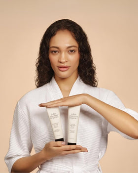 john masters organics on bathroom counter styled lifestyle for daily routine benefit