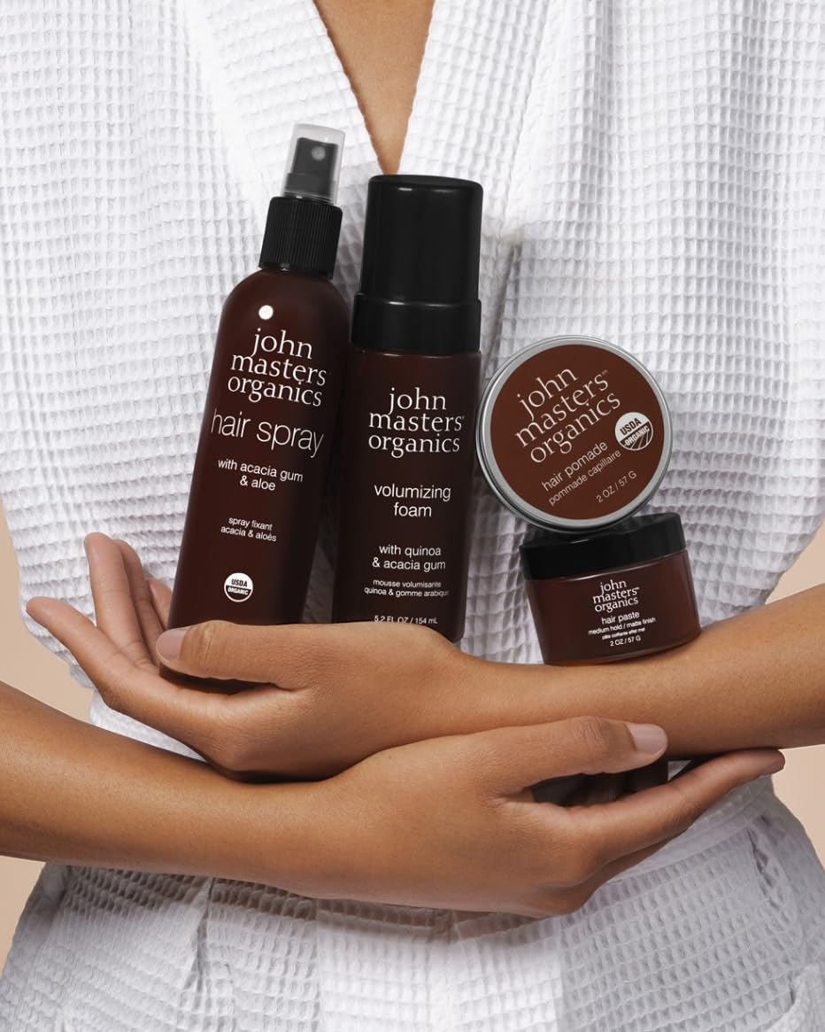 john masters organics styled hair before and after showing added texture and definition