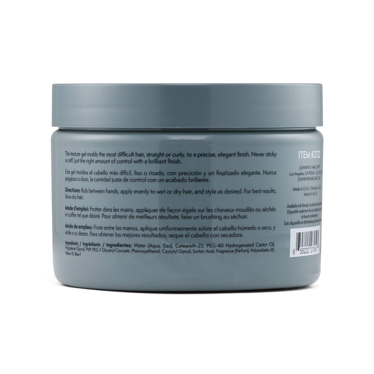 JOHNNY B. open jar texture close-up highlighting smooth gel consistency