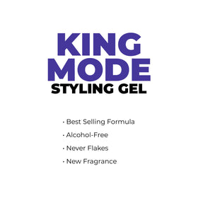JOHNNY B. gel being smoothed into hair, demonstrates control and high-shine result