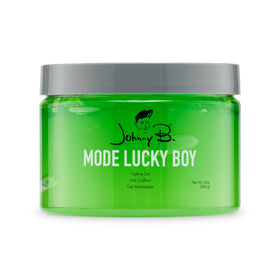 JOHNNY B. front packaging showing green special edition jar and label benefit: eye-catching presentation