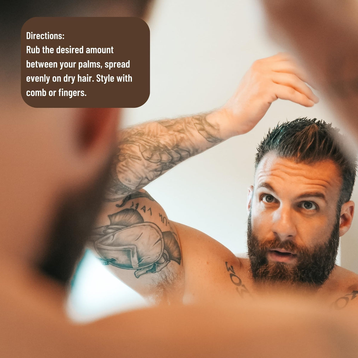 Johnny Slicks on a bathroom shelf suggesting USA-made grooming routine